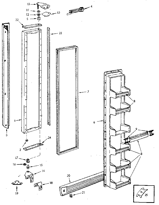 Freezer Door Diagram and Parts List for JRS223B-M8N07A  Jenn-Air Refrigerator