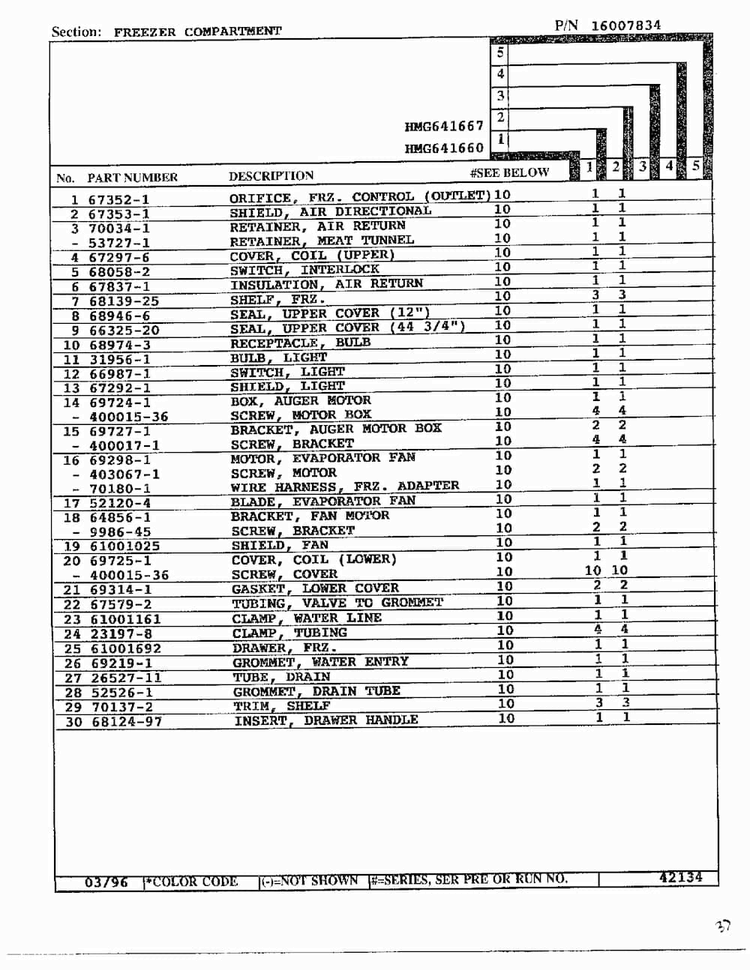 Freezer Compartment Page 2 Diagram and Parts List for HMG-641670  Admiral Refrigerator
