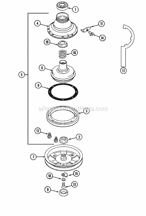 CLUTCH & BRAKE Diagram and Parts List for LSE7806ACE  Maytag Washer Dryer Combo