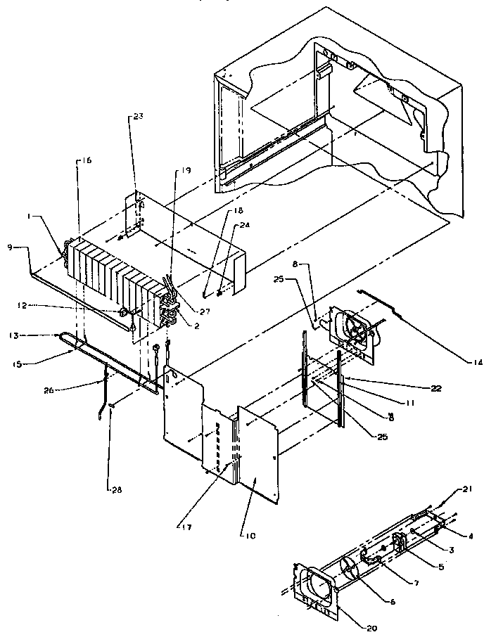 Evaporator Assembly Diagram and Parts List for THI18S3W-P1195401W  Amana Refrigerator