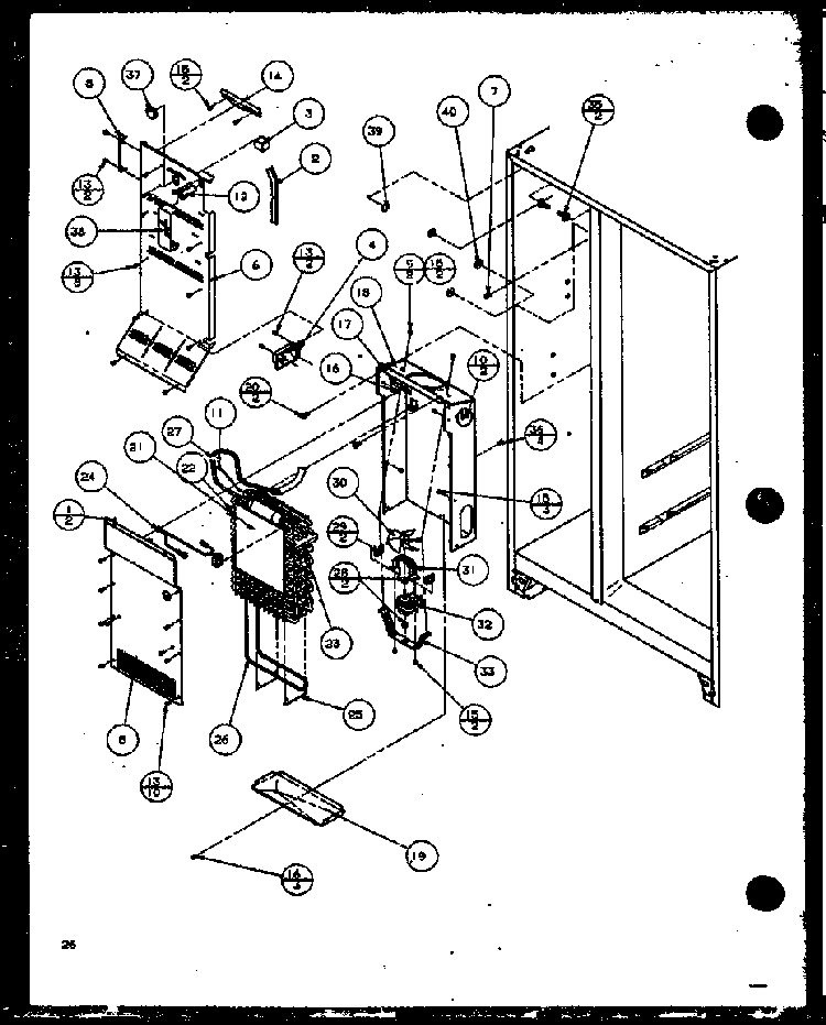 Evaporator And Air Handler Diagram and Parts List for SZI20ML-P1120101WL  Amana Refrigerator
