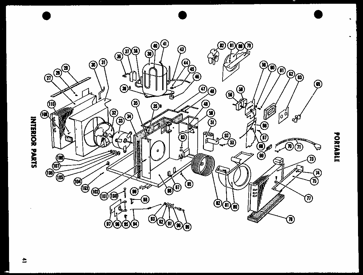 Interior Parts (5-sp) (5p-2em) (6p-2em) (7p-2em) (5-spm) (7p-2e) (6p-5f) Diagram and Parts List for 109-2EM  Amana Air Conditioner
