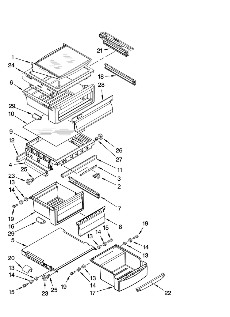 Refrigerator Shelf Parts Diagram and Parts List for JCB2585WEP00  Jenn-Air Refrigerator