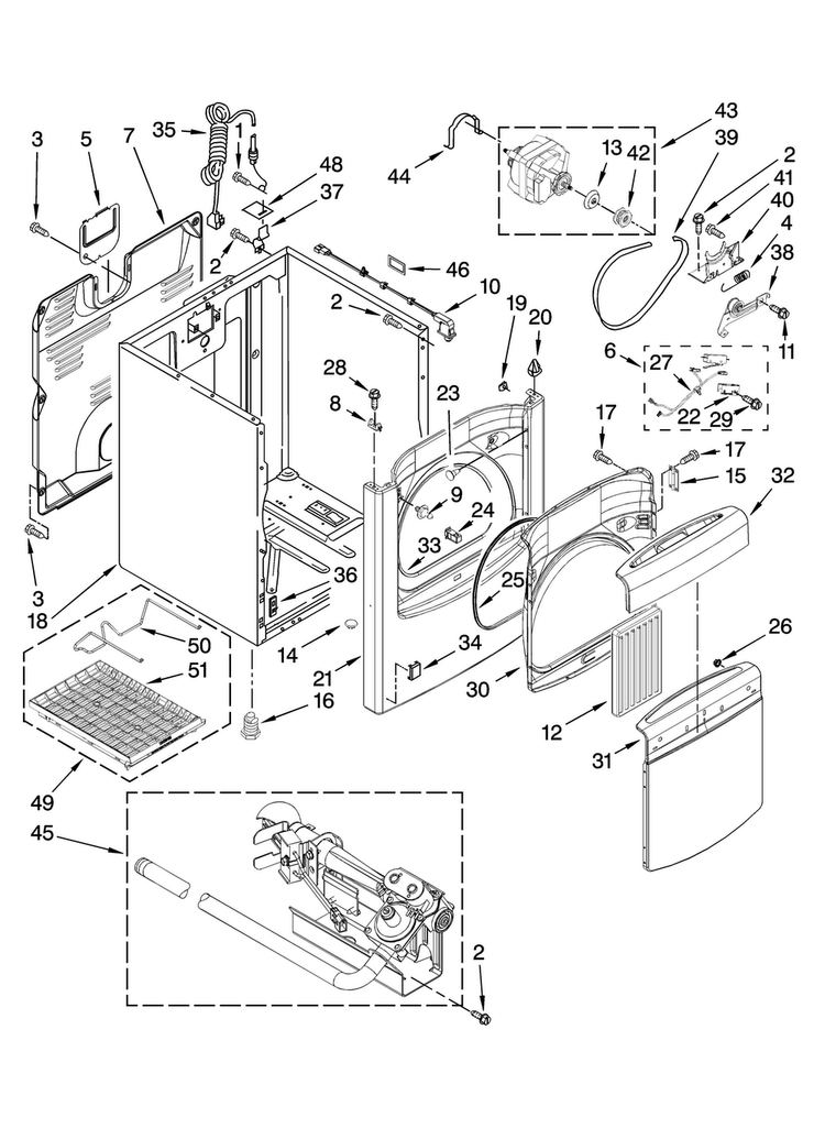 Cabinet Parts Diagram and Parts List for MGD6300TQ1  Maytag Dryer