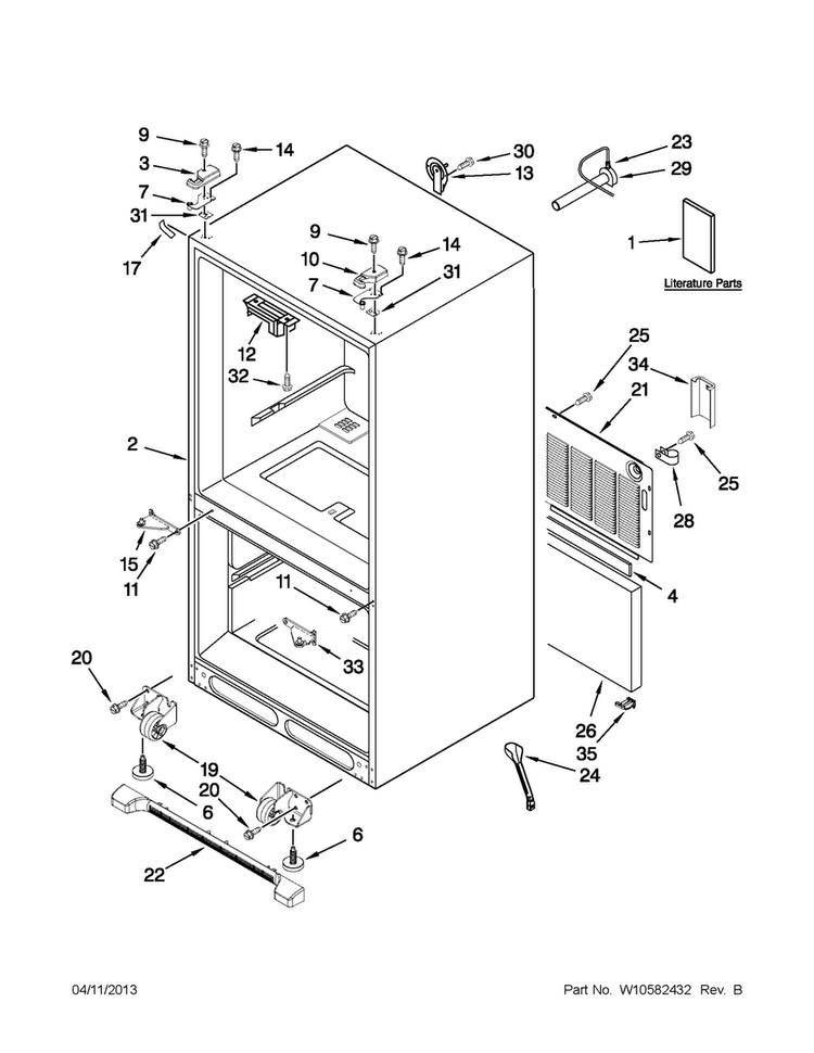 Cabinet Parts Diagram and Parts List for AFD2535DEW11  Amana Refrigerator