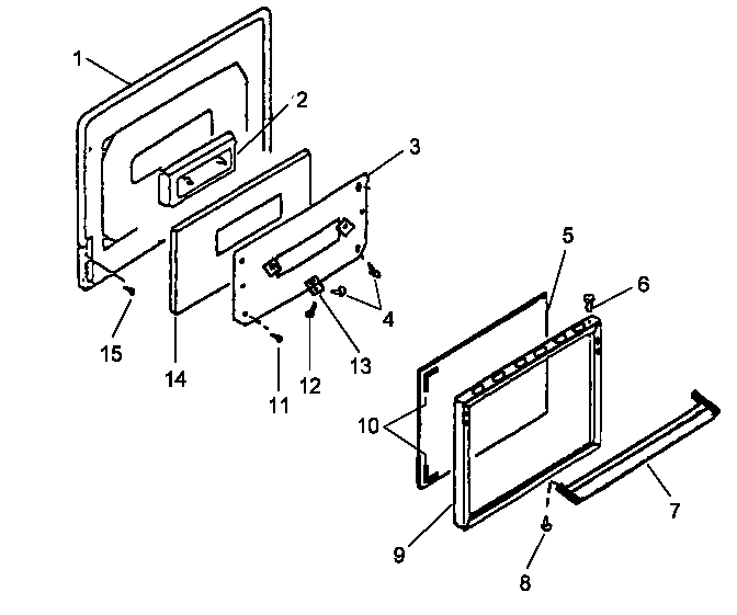 Oven Door Diagram and Parts List for RLS270UW P1143043NW Caloric Range