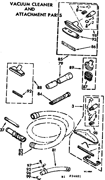 Attachment Parts Diagram and Parts List for 11624601  Kenmore Canister Vacuum