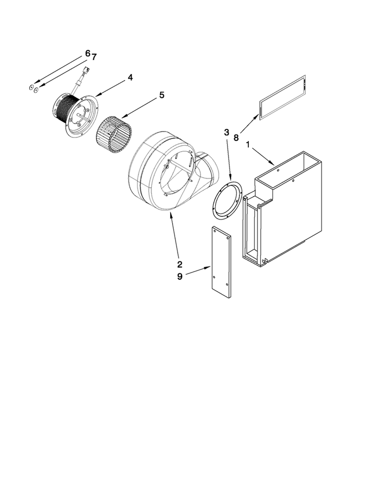 Blower Unit Parts Diagram and Parts List for JED3536WS01  Jenn-Air Cooktop