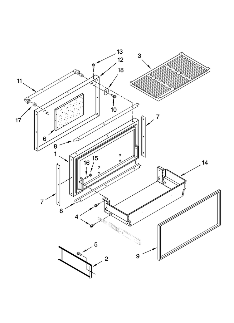 Freezer Door And Basket Parts Diagram and Parts List for JF42PPFXDB00  Jenn-Air Refrigerator