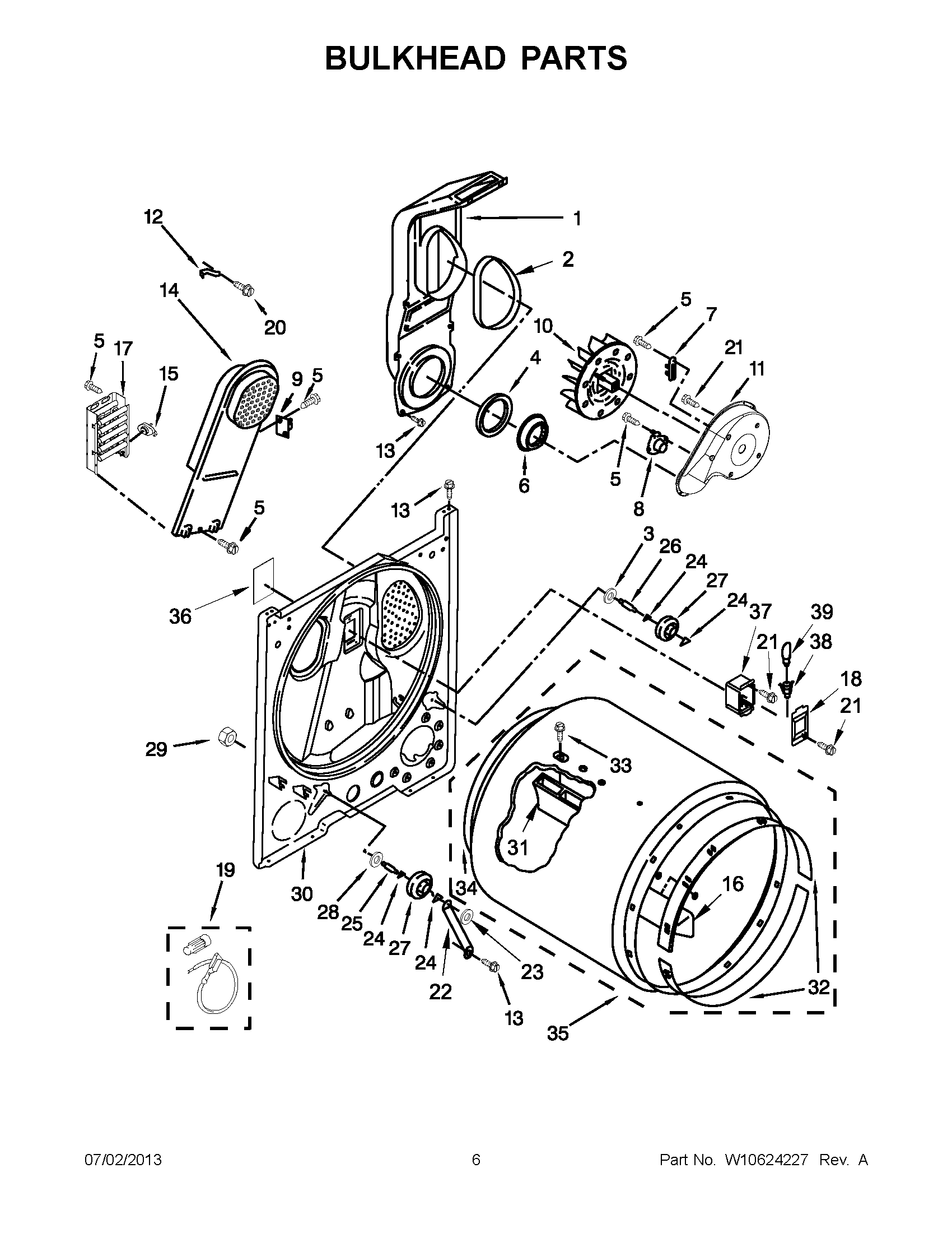 03 - BULKHEAD PARTS Diagram and Parts List for YMEDC300BW0  Maytag Dryer