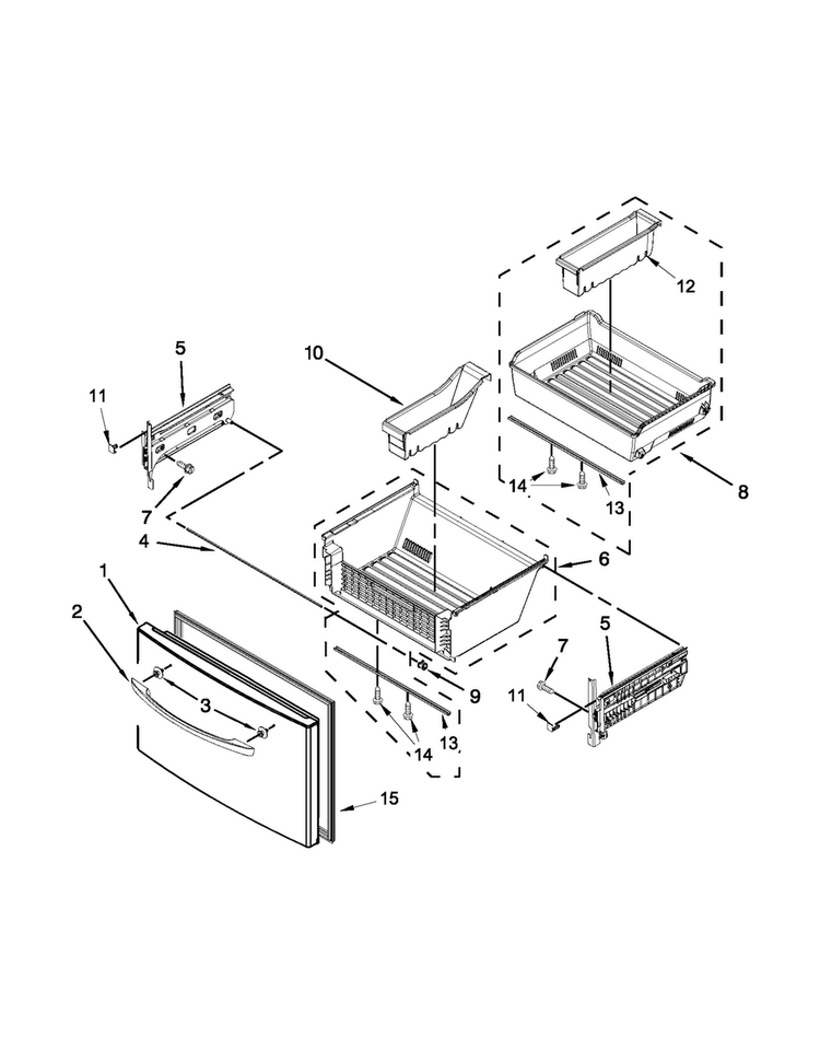Freezer Door Parts Diagram and Parts List for MFT2672AEW12  Maytag Refrigerator