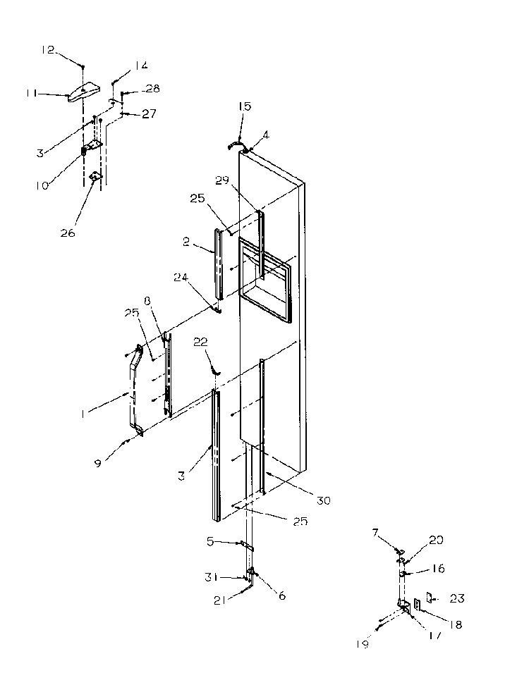 Freezer Door Diagram and Parts List for SRD325S5W-P1199401WW  Amana Refrigerator