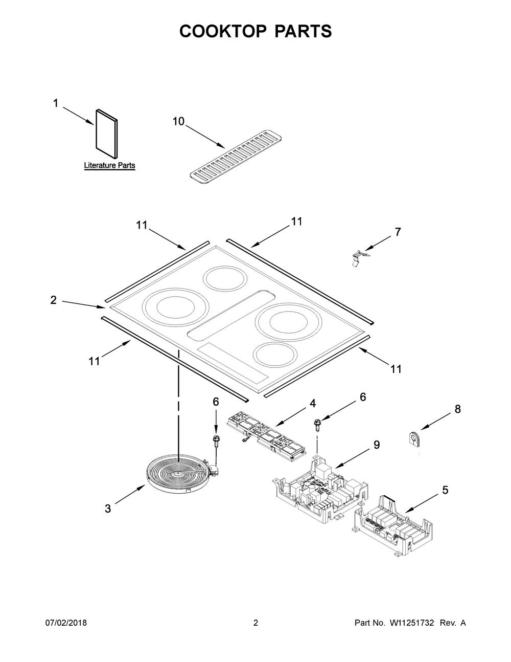 Cooktop Parts Diagram and Parts List for JED4430GS01  Maytag Cooktop