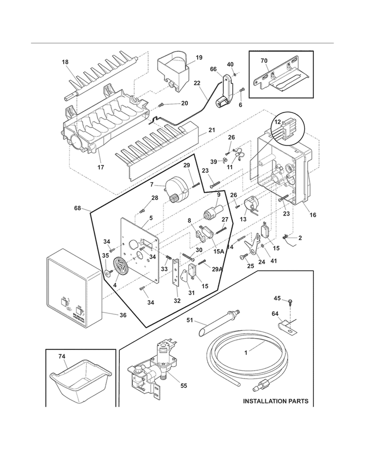 Ice Maker Diagram and Parts List for CFD28SDS6  Crosley Refrigerator