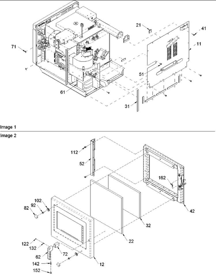 Rear Panel & Door Diagram and Parts List for UCA2000NT-P1325905  Amana Microwave