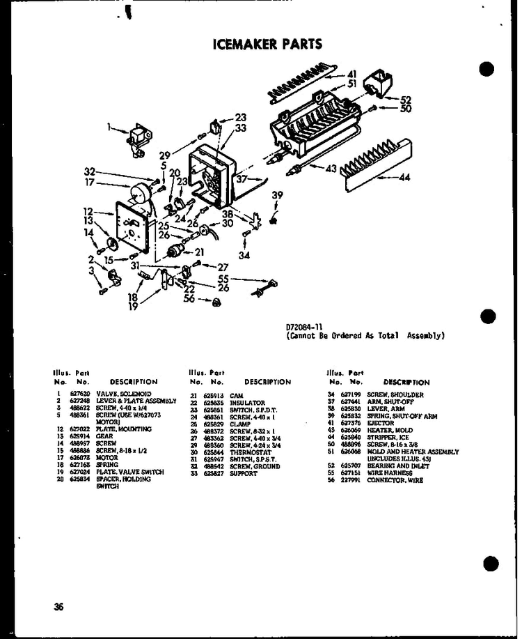 Icemaker Parts Diagram and Parts List for SRI19B-C-P73320-48WC  Amana Refrigerator
