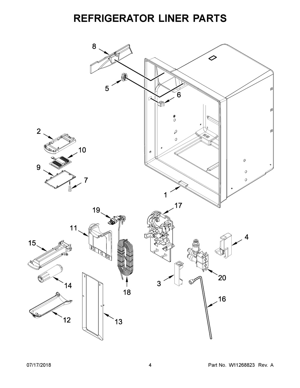 Refrigerator Liner Parts Diagram and Parts List for MFI2570FEZ06  Maytag Refrigerator
