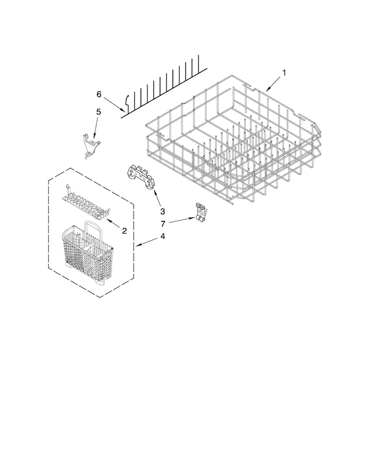 Lower Rack Parts Diagram and Parts List for JDB3200AWS2  Jenn-Air Dishwasher