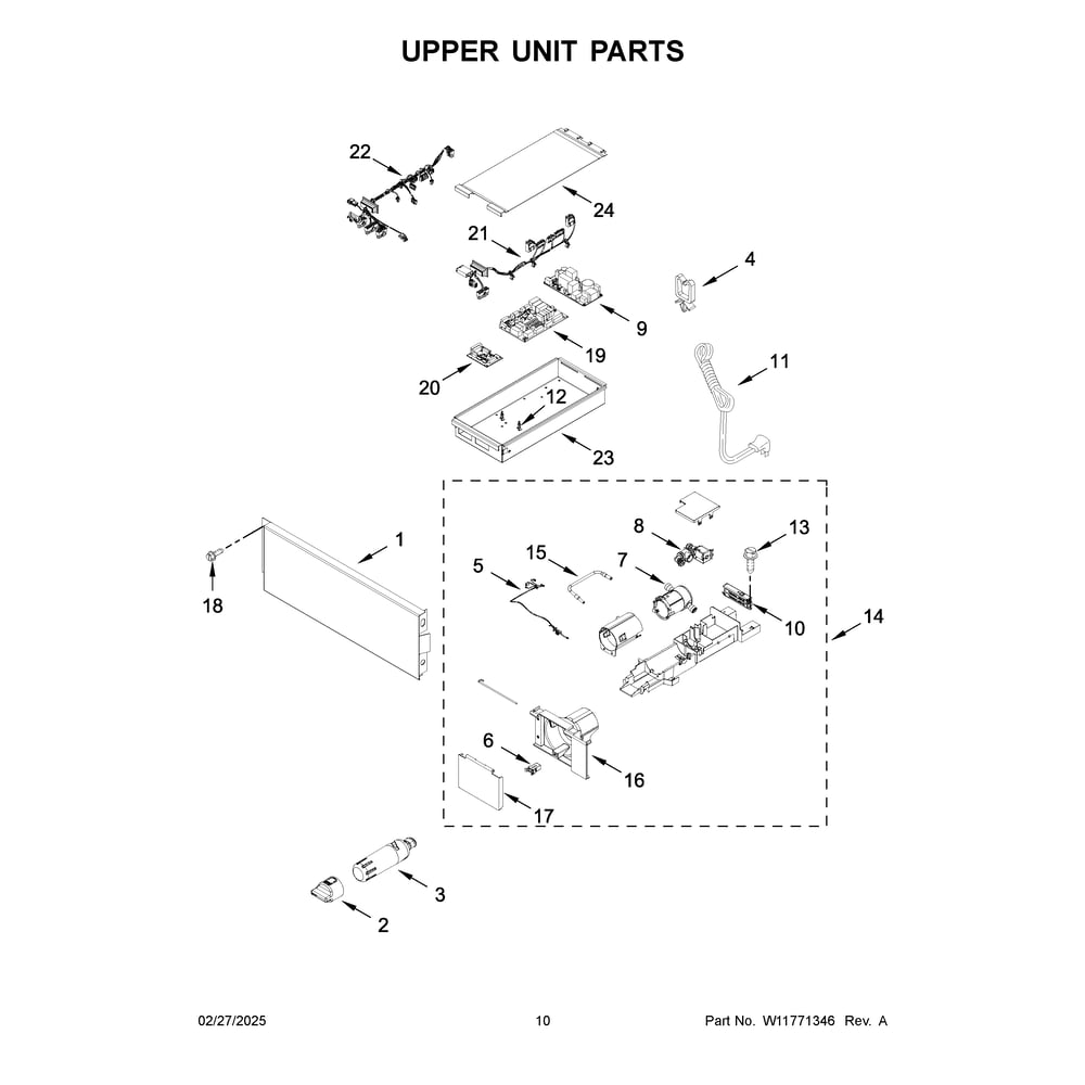 Upper Unit Parts Diagram and Parts List for JBRFL30IGX20  Jenn-Air Refrigerator