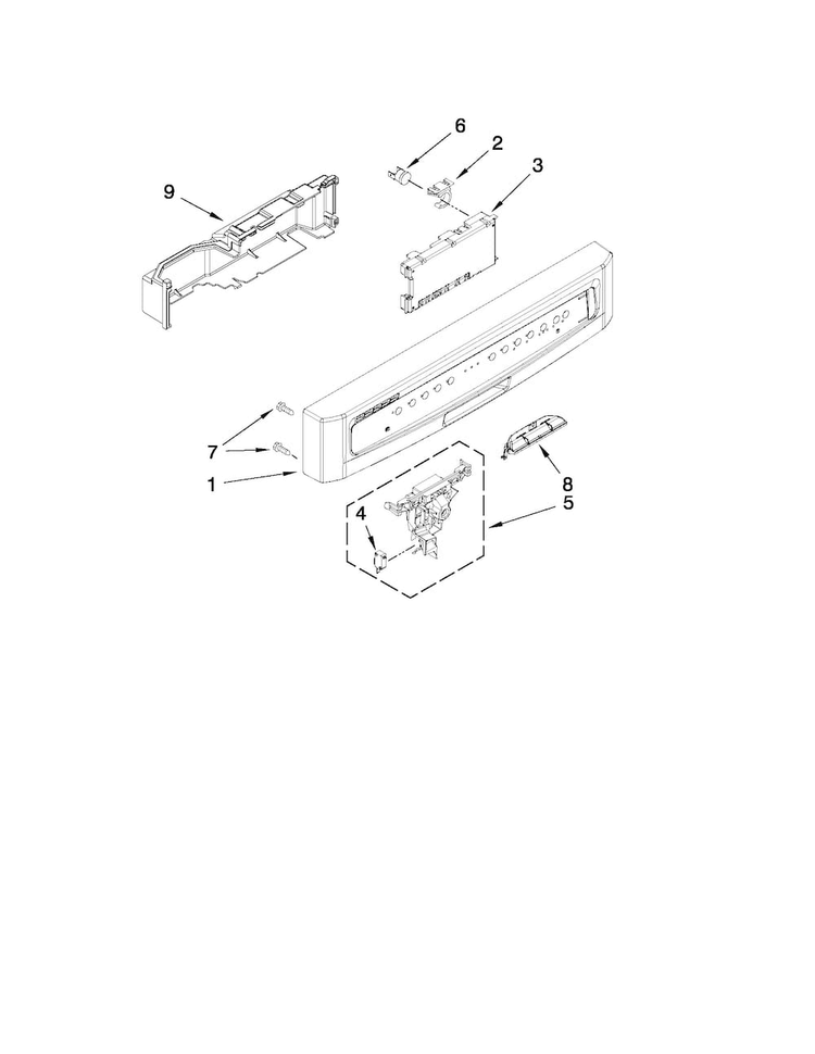 Control Panel And Latch Parts Diagram and Parts List for ADB1600AWS3  Amana Dishwasher