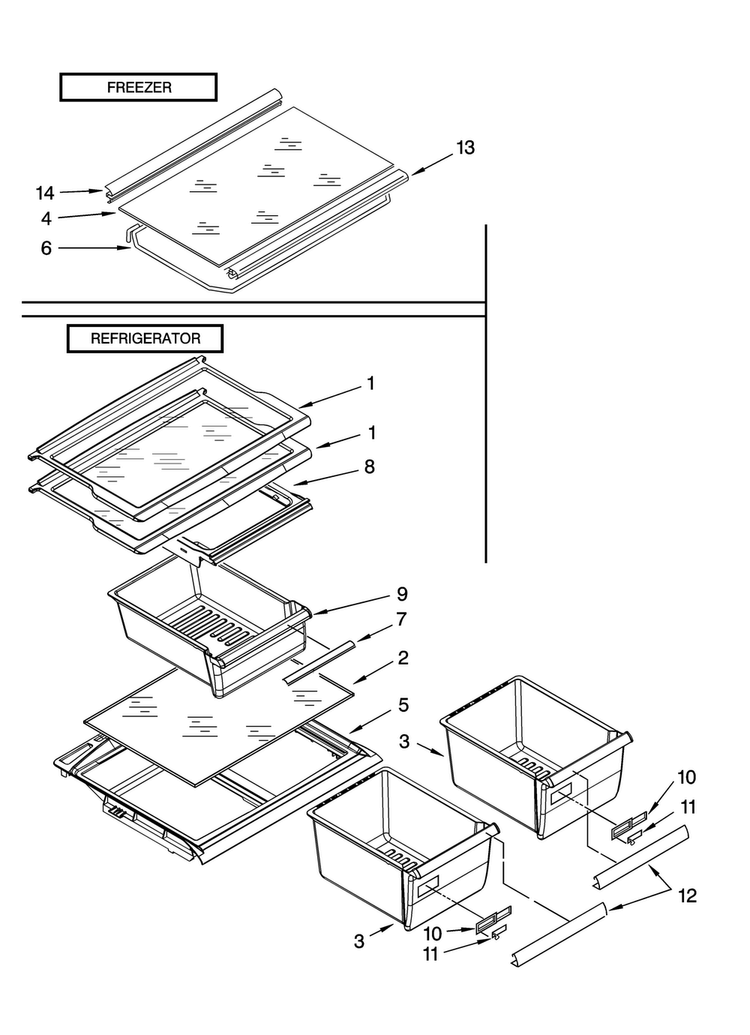 Shelf Parts, Optional Parts Diagram and Parts List for MTN1854VRS00  Maytag Refrigerator