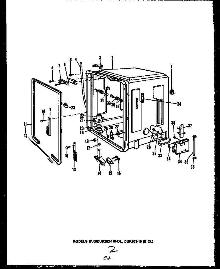 Section 8 Diagram and Parts List for DUR208-19-CL  Caloric Dishwasher