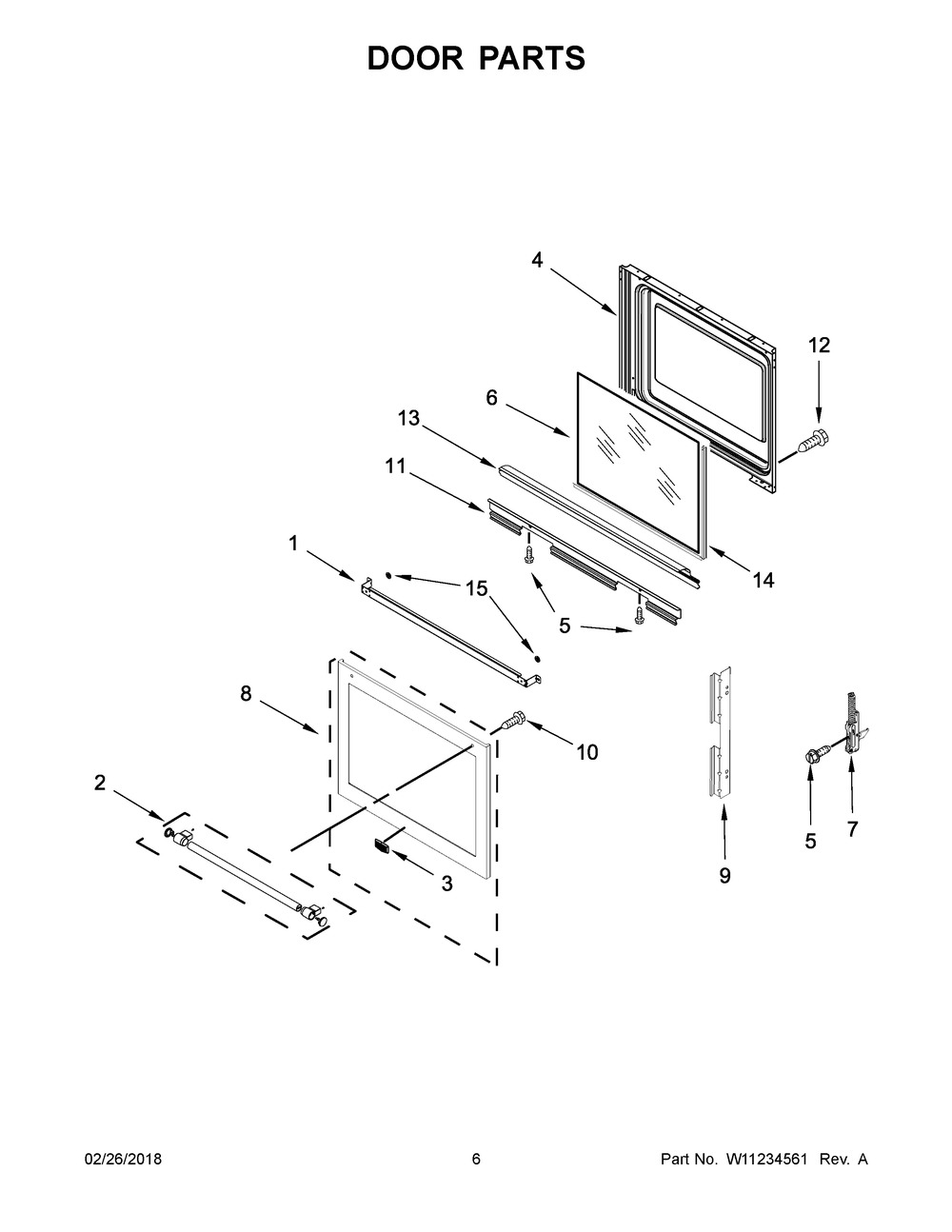 Door Parts Diagram and Parts List for YMES8800FZ2  Maytag Range