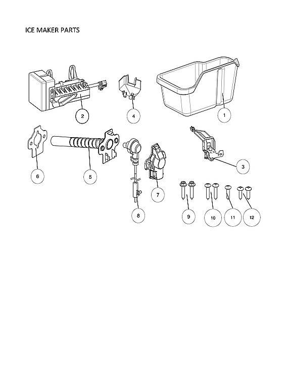 Ice Maker Parts Diagram and Parts List for 11170719911  Kenmore Refrigerator