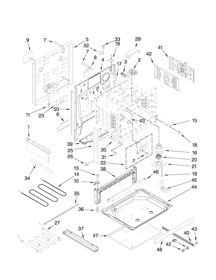 Chassis Parts Diagram and Parts List for JDS9860CDS00  Jenn-Air Range