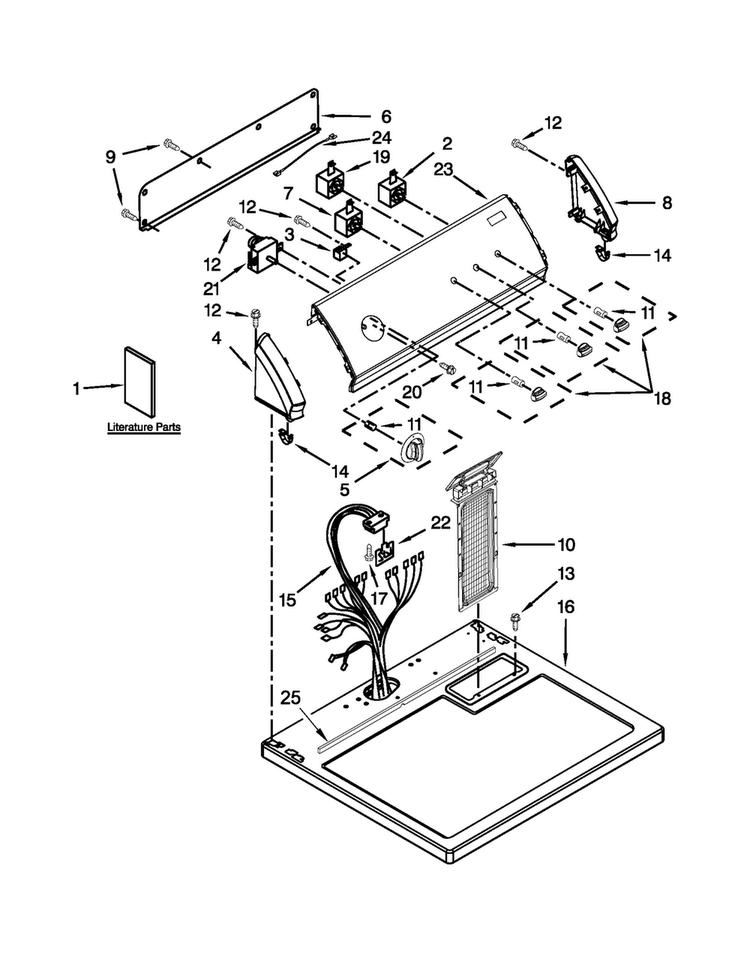 Top And Console Parts Diagram and Parts List for CGD147SBW1  Crosley Dryer