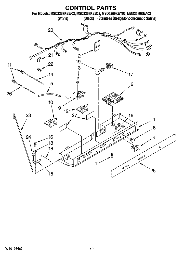 CONTROL PARTS Diagram and Parts List for MSD2269KEA02  Maytag Refrigerator