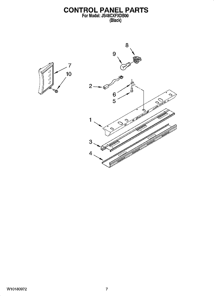 CONTROL PANEL PARTS Diagram and Parts List for JS48CXFXDB00  Jenn-Air Refrigerator