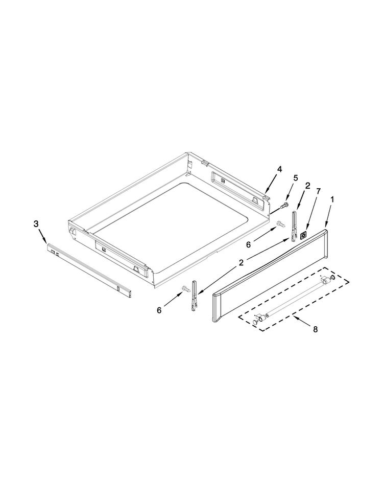 Drawer Parts Diagram and Parts List for MGR8700DW2  Maytag Range