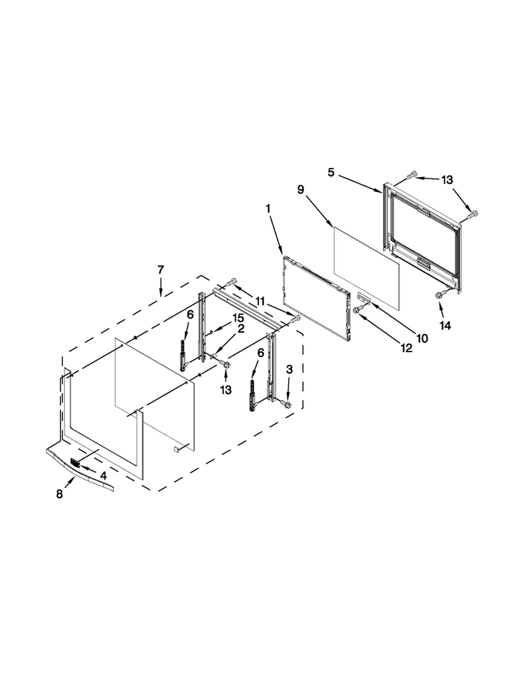 Lower Oven Door Diagram and Parts List for MEW9630AS01  Maytag Wall Oven