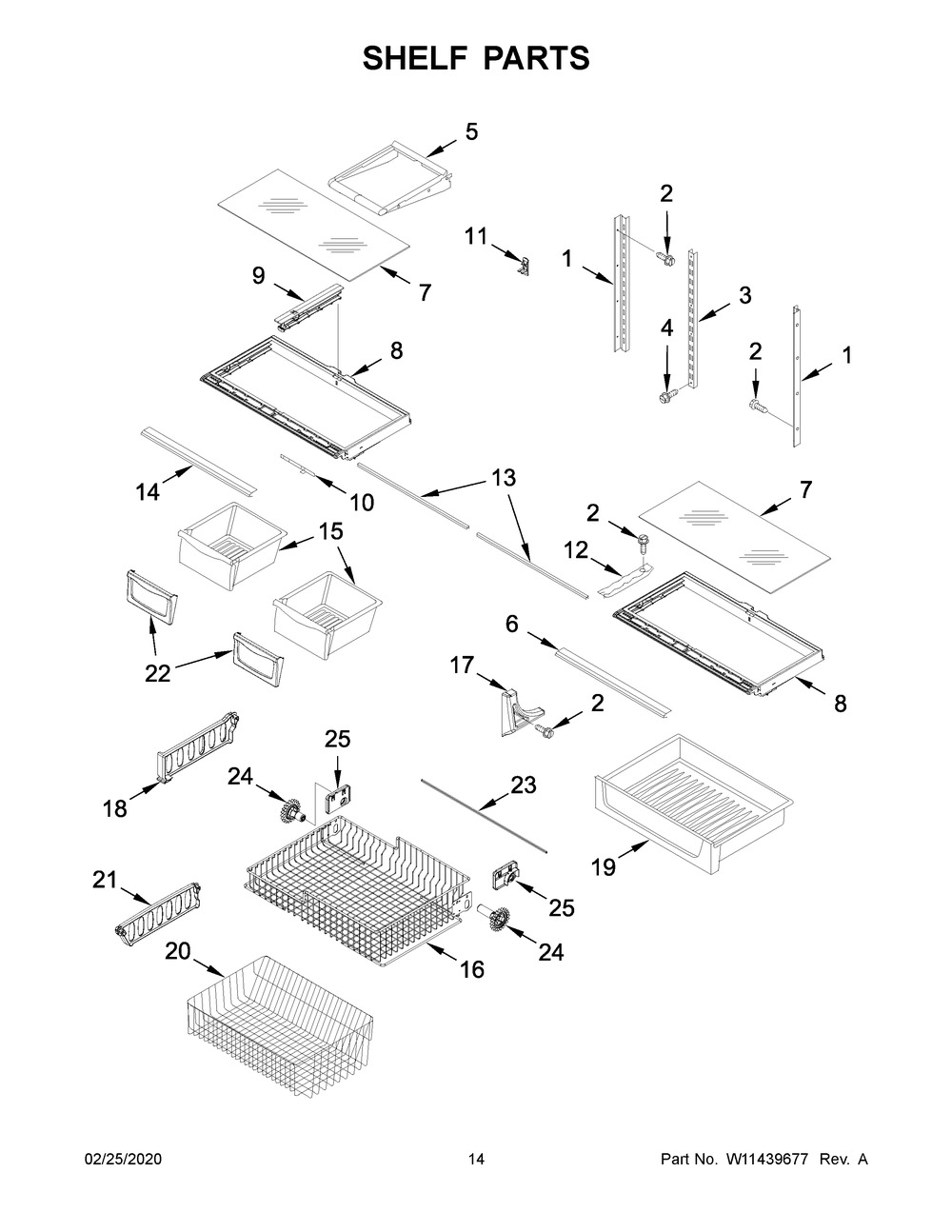 Shelf Parts Diagram and Parts List for MBL1957FEZ05  Maytag Refrigerator