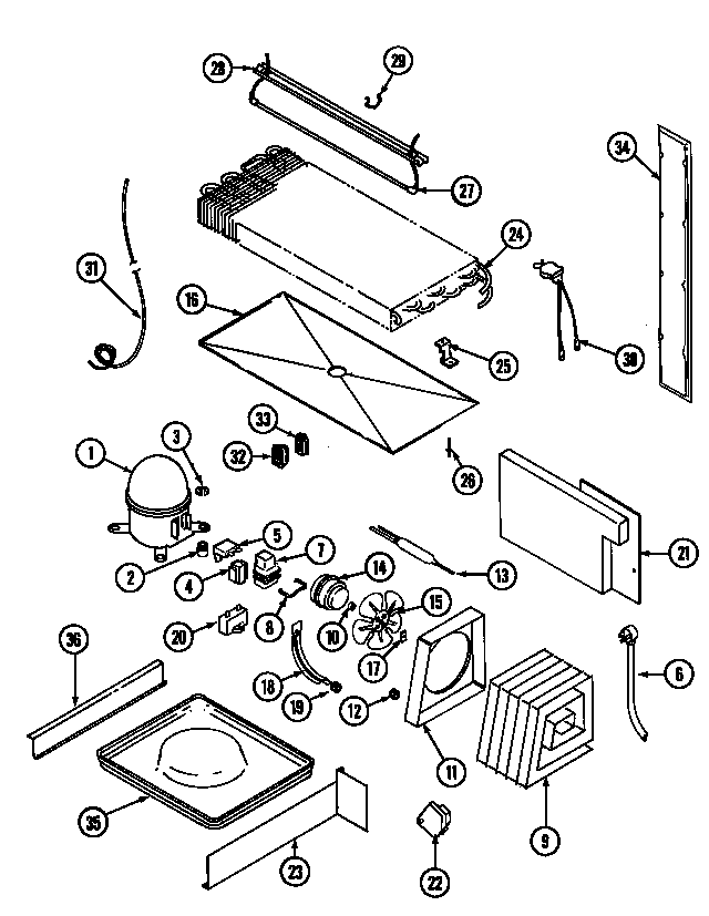 Unit Compartment & System Diagram and Parts List for GT19A43LV  Maytag Refrigerator
