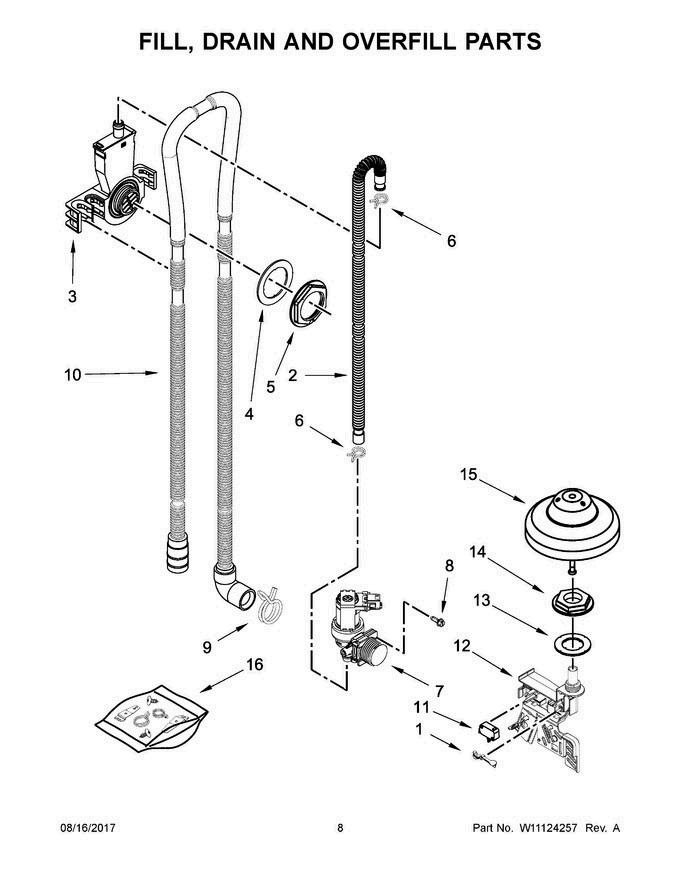 05 - Fill, Drain And Overfill Parts Diagram and Parts List for ADB1700ADS4  Amana Dishwasher