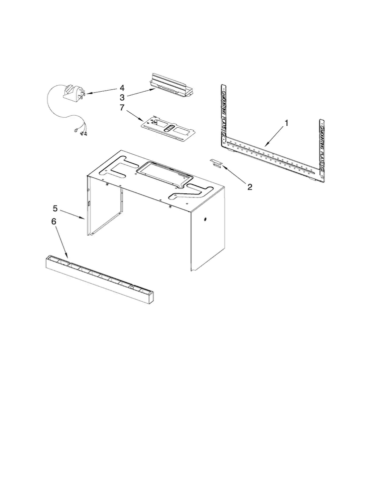 Cabinet And Installation Parts Diagram and Parts List for AMV3204VAB1  Amana Microwave