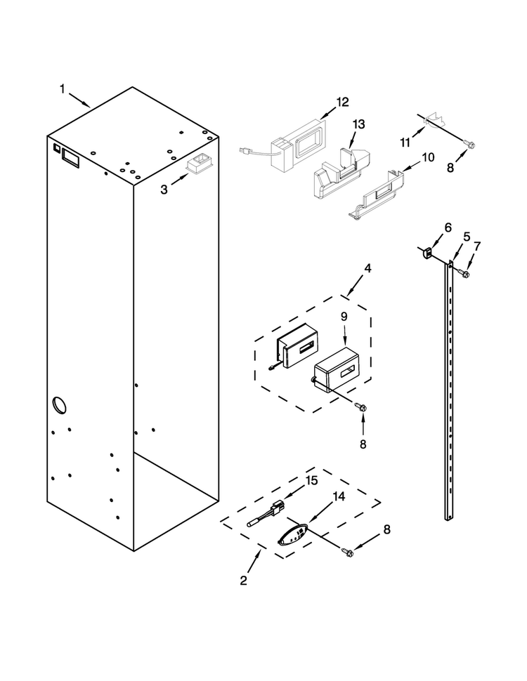 Refrigerator Liner Parts Diagram and Parts List for JS48NXFXDE00  Jenn-Air Refrigerator
