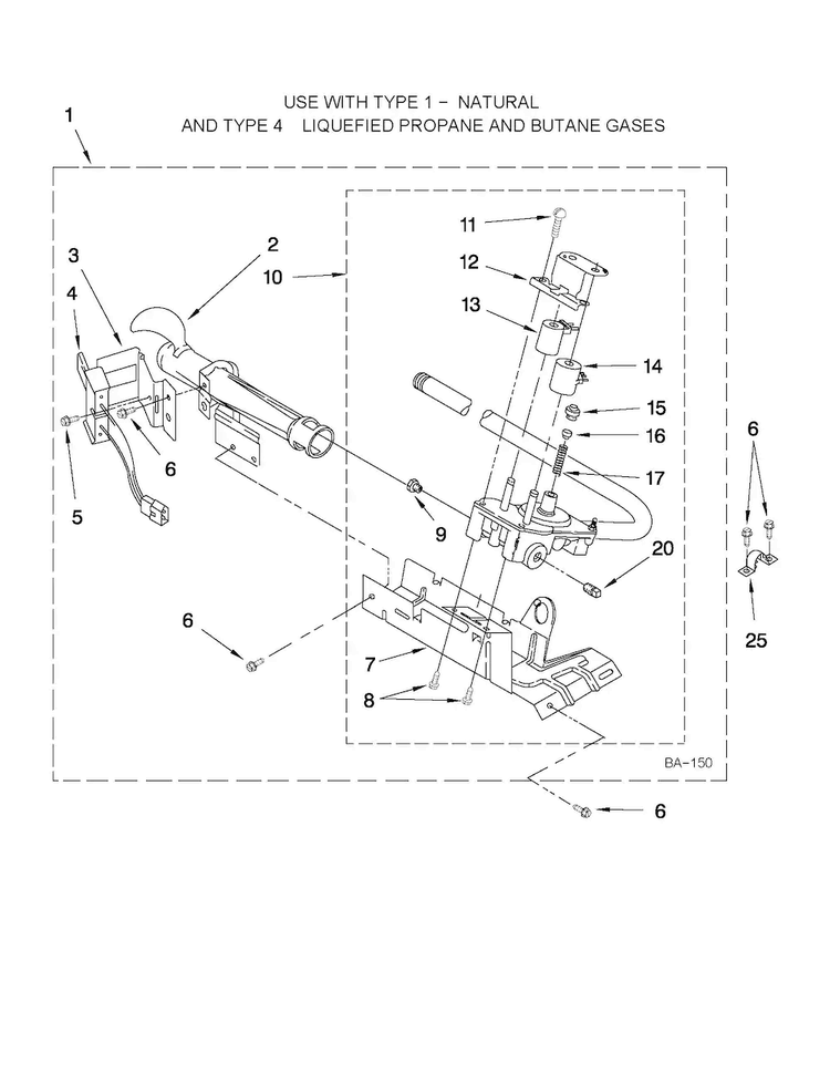 8318272 Burner Assembly Diagram and Parts List for CGD147HXW0  Crosley Dryer