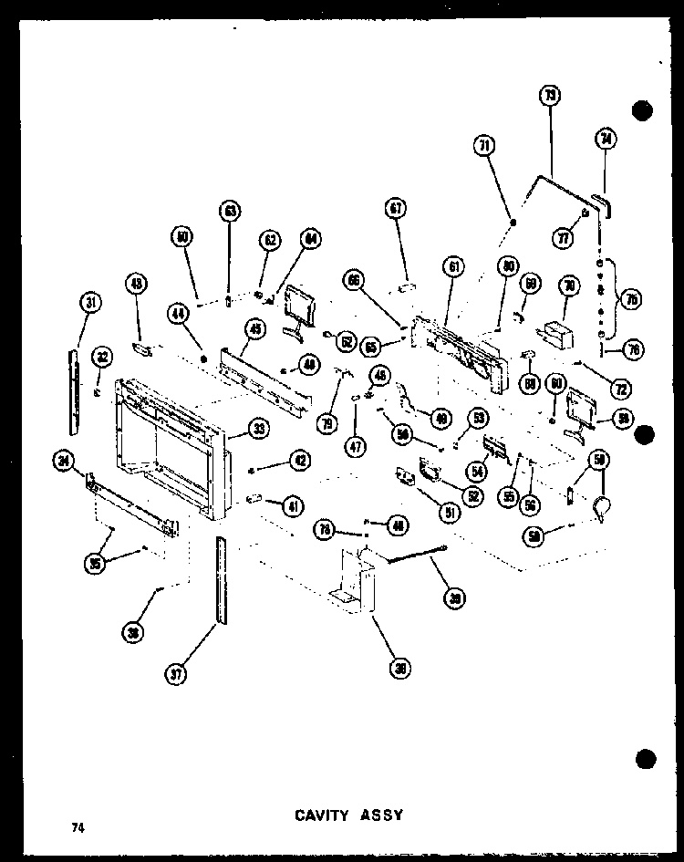 Cavity Assy Diagram and Parts List for SDI22N-P60201-65W  Amana Refrigerator
