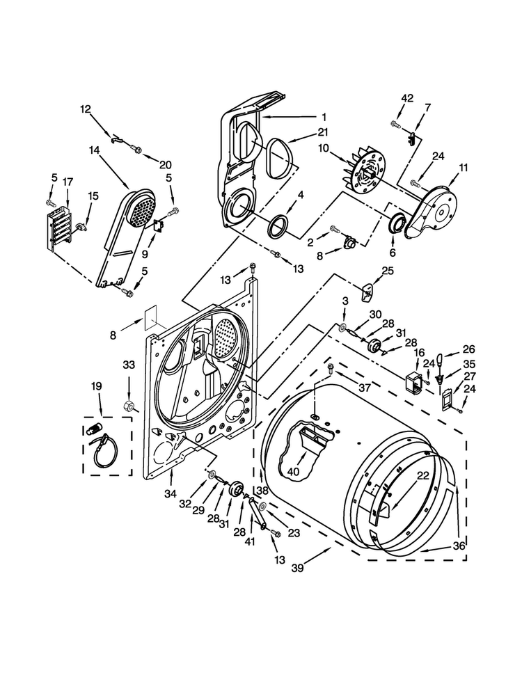 Bulkhead Parts Diagram and Parts List for CED147SDW0  Crosley Dryer