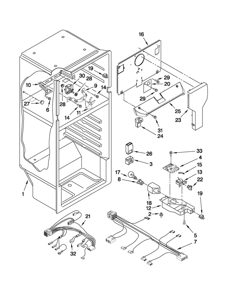 Liner Parts Diagram and Parts List for M8RXDGFXB00  Maytag Refrigerator