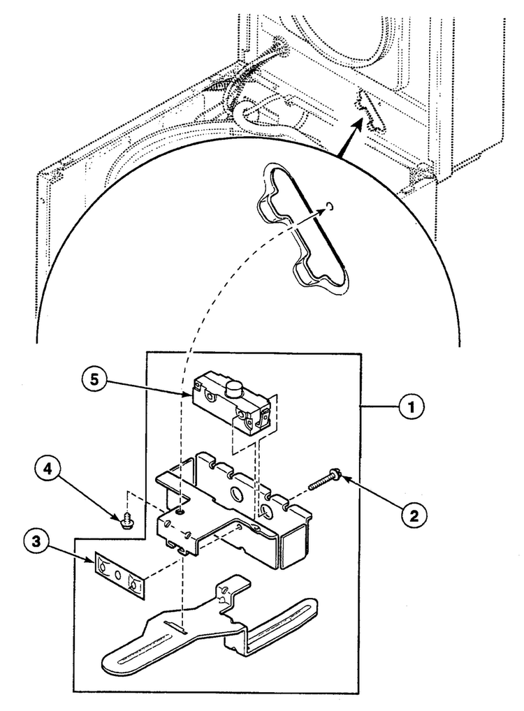 Lid Switch Diagram and Parts List for SWT2A0LN1124  Speed Queen Washer