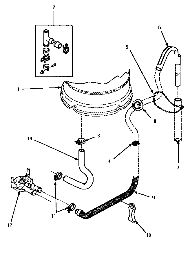 Drain Hose & Siphon Break Diagram and Parts List for LWM423L-P1176404WL  Amana Washer