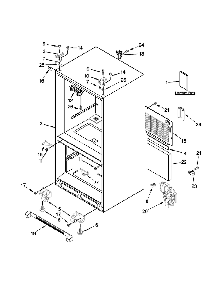 Cabinet Parts Diagram and Parts List for MFF2558DEM00  Maytag Refrigerator