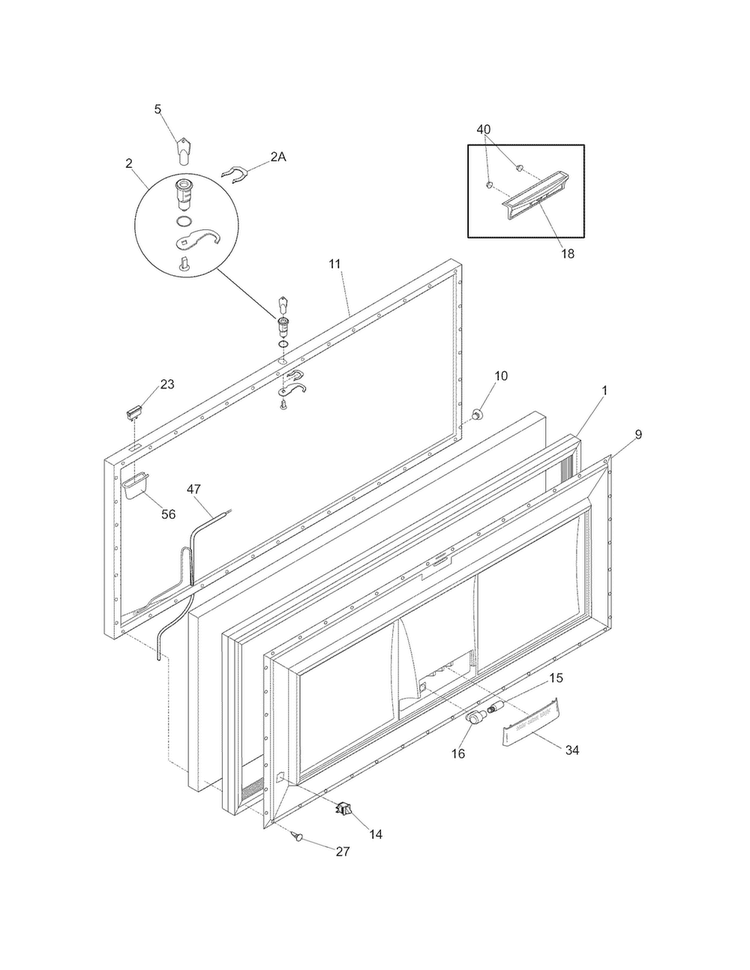 Door Diagram and Parts List for CFCH15LW5  Crosley Freezer