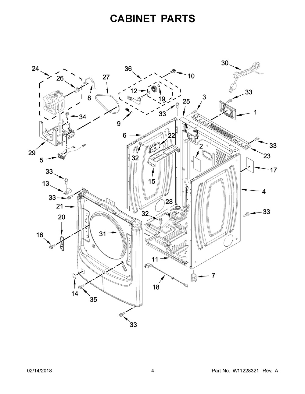 Cabinet Parts Diagram and Parts List for MGD5500FC1  Maytag Dryer
