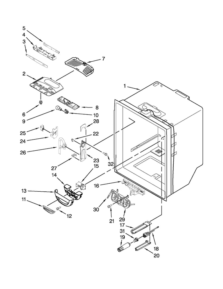 Refrigerator Liner Parts Diagram and Parts List for JFC2089WEP11  Jenn-Air Refrigerator