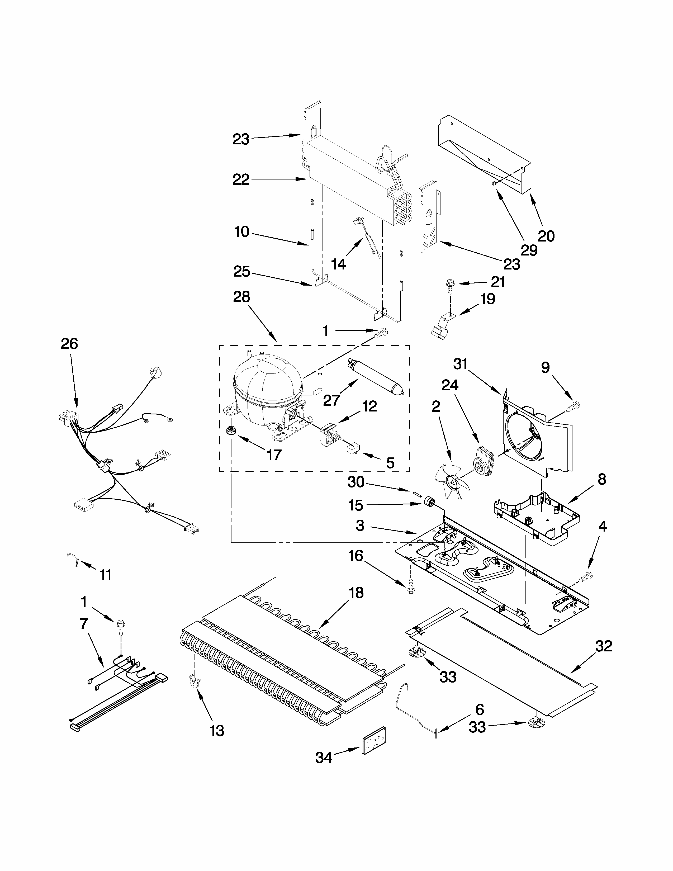 Unit Parts Diagram and Parts List for GB2526LEKS6  Amana Refrigerator
